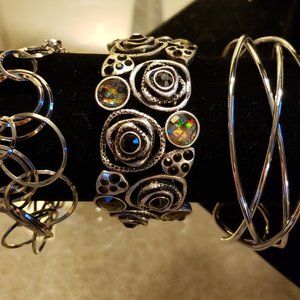 Set of 3 silver toned bracelets